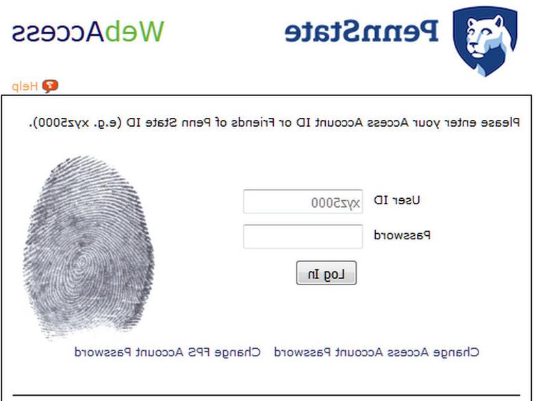 Penn State Web Access Screenshot
