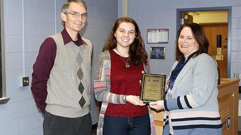 Penn State Mont Alto Physical Therapist Assistant student, Courtney Student (center) receives PennACE award.